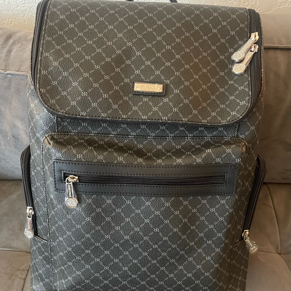 NWT Rioni Italian Black Leather Travel Backpack